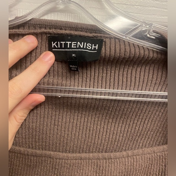 Kittenish Y2K Brown/Neutral Viscose Blend Cropped Knit Sweater Top Size XL - Picture 3 of 4